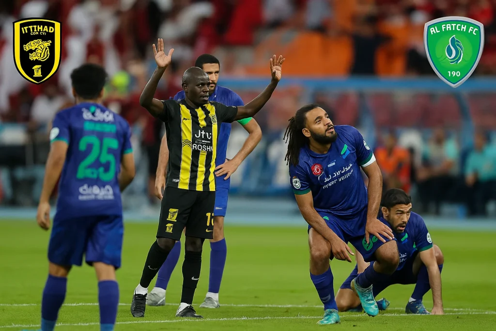 Steven Bergwijn merayakan gol salah satu dari dua golnya dalam laga Ittihad vs Al Fateh yang berakhir 4-2.
